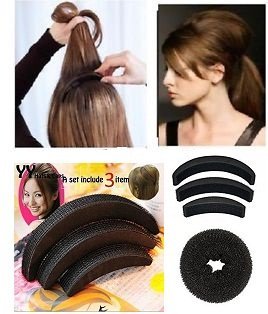 Hair Accessories (Hair Puff And Hair Donut) Combo For Women And Girls,20 gram, Black, Pack of 2