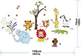 StickieArt Jungle Toons Animal Wall Stickers, Home Decoration DIY Removable Decals for Kids Nursery Bedroom Living Room