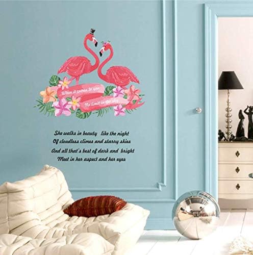 Sk7167 Nordic style wall stickers green leaf lovebird couple flamingo home decoration stickers girls room sweet love sayings home