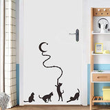 Kids Wall Decals,Wall Decor Stickers For Living Room,Four Cats And Moon Background Wall Stickers Hand-Painted Wall Stickers Removable Self-Adhesive  nc4kit- 32x57 w5