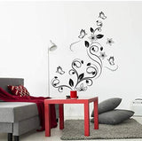 Black Flowers Vine and Beautiful Butterfly Wall Sticker Girls Bedroom Living Room Home Decorations size 50x70 ncs0024