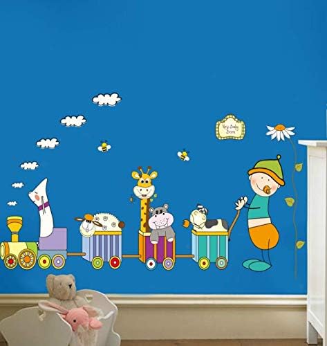 Animal Trains Kids Wall Decals Wall Stickers Peel and Stick Removable Wall Stickers for Kids Nursery Bedroom Living Room abc1034
