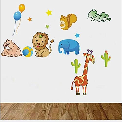 Lovely Animals Zoo Lion Giraffe Wall Art Stickers Decal For Kids Room Decoration size 50x70 ncs0039