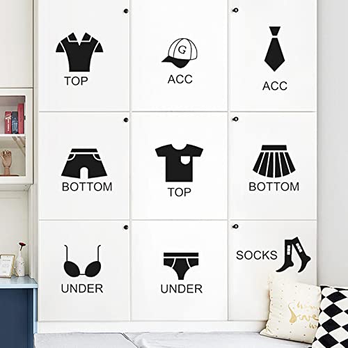 Srkin Clothing Label Sticker | Removable Wardrobe Wall Clothing Classification Decor, Creative Life Label Vinyl Sticker for Adults, Female, Male, Children, Bedroom Ay1101 Size 50x35cm