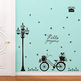 Black street lamp bicycle wall sticker Vinyl DIY Street light art wall decals For Living room study room wall decor stickers size 60x900 ay9264