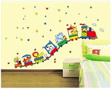 Wall Sticker Art Decor Self Adhesive Waterproof Wallpaper Cartoon Animal Train Wall Stickers Children's Room Kindergarten Classroom Background size 50x70 tc990
