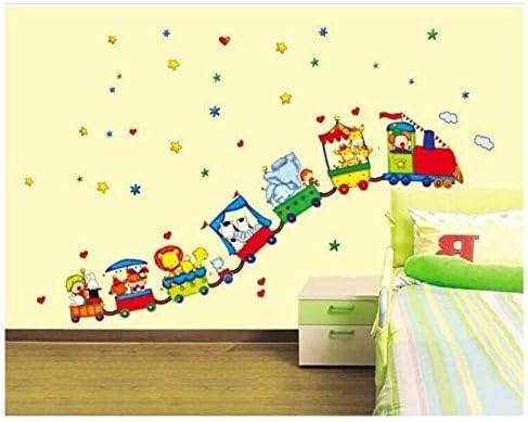 Wall Sticker Art Decor Self Adhesive Waterproof Wallpaper Cartoon Animal Train Wall Stickers Children's Room Kindergarten Classroom Background size 50x70 tc990
