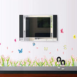 Rjjrr Pink flower butterfly wall stickers home decor DIY bedroom skirting board walls decal mural size 50x70 xls7021