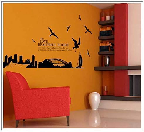 DIY Removable City Silhouette Wall Stickers For Living Room Bedroom Study Room Home Decor - Beautiful Flight Of Sydney