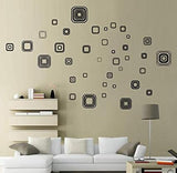 Jm8336 Wall Decal White/Black Squares Vinyl Wall Decals Stickers Peel and Stick Graphic Mural Square Boxes Kit Appliques
