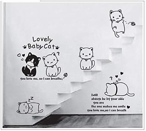 Removable Creative 3D DIY Cute Cartoon Black Cats Wall Decals Kids Room Decorations Art Stickers Nursery 3D PVC Decal Bedroom Window Sticker wall poster size 60x90 nc1024