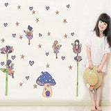 Lovely Cartoon Mushroom Star Girl Wall Stickers Removable Wall Decals Home Decor Pvc Art Mural Bedroom Kitchen Room Nursery Decoration