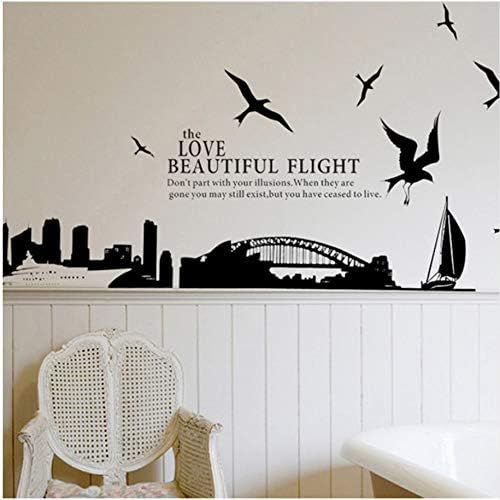 Ay 1912 City Silhouette Wall Stickers For Living Room Bedroom Study Room Home Decor - Beautiful Flight Of Sydney
