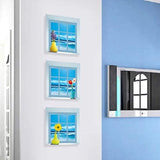 3D simulation sea view landscape Wall stickers set of 3 window frame Flower vase pattern Wall stickers size 30x120 z-003