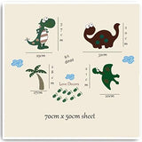 Walplus 50x70 cm Wall Stickers Large Cute Dinosaur Mural Vinyl Home Decoration DIY Décor Wallpaper Children Kids Room Gift, Multi-ColourAy7008 size45x60