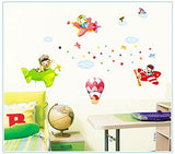 Chaklii Air Flight Wall Sticker Home Decor Cartoon Airplane Balloon Home Decoration Room Decals Wall Art Sticker Wallpaper AY1908