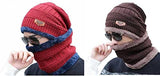 Winter Cap and neck Elastic Knitting Thick Fleece Warm Woolen Beanie Cap Sport Hat &amp; Neck Scarf Set 2 Piece(Random colors)