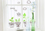 Cartoon Green Plants Wall Sticker DIY Removable Potted Murals Decoration Sunny Day Pastoral Floral Wall Decals Window Sticker Letter Bonsai Sticker size 30x45cm xh5411c kids Sticker
