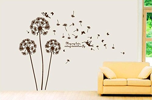 DIY Dandelion Flower Vinyl Wall Sticker For Living Room size 60x90 am9001