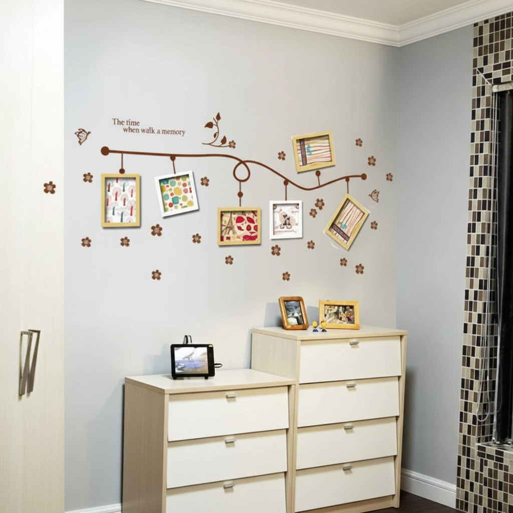 Fashion home photo frame wall combination sticker butterfly flower sofa background decorative size 20x60 ay1008a  ay1007