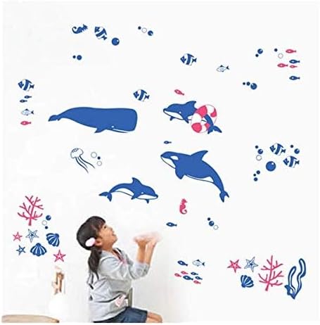 Kids nursery baby room decor DIY Whale Fish Underwater Wall Sticker Removable Decals size 50x70 dm4560009