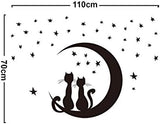 Lovely Cats Moon Stars Wall Decals, Children's Room Nursery Removable Wall Stickers Murals size 50x70 nc1027