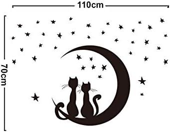 Lovely Cats Moon Stars Wall Decals, Children's Room Nursery Removable Wall Stickers Murals size 50x70 nc1027