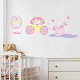 Fun Princess Carriage Pumpkin Horse Animals Flowers Floral Decorative Graphic Mural Art Wall Stickers size 50x70cm  Ncs014