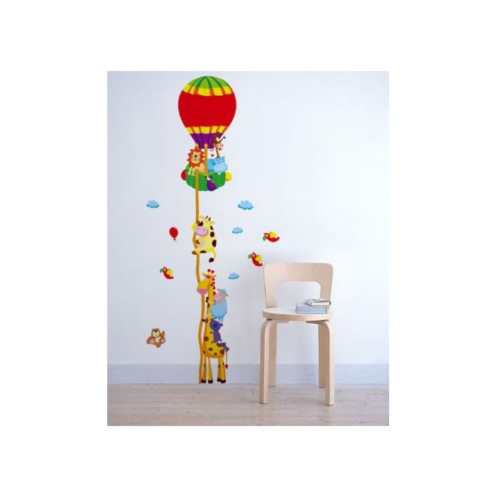 Dm570130 Colourfulworld Balloon & Animal Growth Chart, tape measure height chart wall stickers sheet 50 x 70 cm