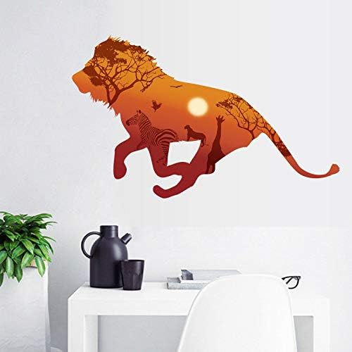 Africa Running Lion Giraffe Zebra Silhouette Animal 3D Wall Stickers Creative Decals for Living Room Kids Wall Decor Poster size60x90 hm92006a