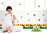 Tulip Flowers Butterflies Wall Stickers Removable Wall Decals Home Decor PVC Art Mural Baby Boys Girls Kids Bedroom Kitchen Decoration Wall Stickers Posters size 50x70 dlx501