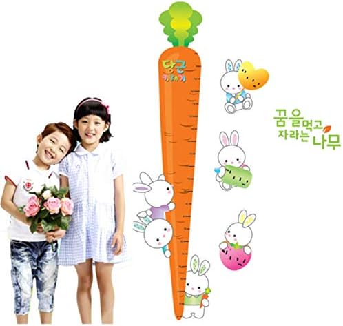 Jm8318 DIY Height Measurement Carrot Rabbits Wall Sticker (Multicolor)