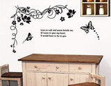 Butterfly Wall Sticker Black Vinyl Wall Art Floral Wall Paper PVC Removeable Wall Decor AY-817
