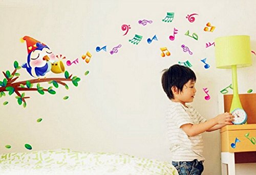 Jaamso Royals CM Music Bird Cartoon Wall Sticker size 50x70 ay645