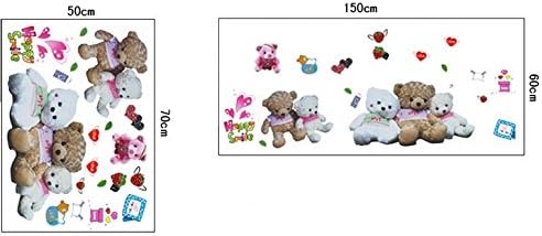 Novelty Set of Teddy Bears Lovely Bear Beautiful Decor Stylish Decoration Nursery Decal Decals Stickers Flowers Pink Baby Kids Home Modern Wall Decal Girl Flowers Living Room Bedroom size 50x70 xy8072