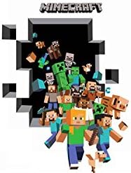 Gaming 3D Poster "Friends Breaking Through" Wall Sticker for Kid Room Decoration Mural Mine Craft Vinyl House Sticker Bedroom Decor size 50x60 aw6006