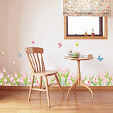 Rjjrr Pink flower butterfly wall stickers home decor DIY bedroom skirting board walls decal mural size 50x70 xls7021