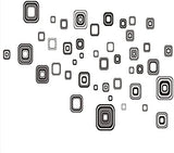 Jm8336 Wall Decal White/Black Squares Vinyl Wall Decals Stickers Peel and Stick Graphic Mural Square Boxes Kit Appliques