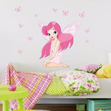 Fairy Elf Little Girl Wall Stickers Wall Nursery Baby Girl Baby Boy Children Kids Room Bedroom Sticker size 50x70 jm8257
