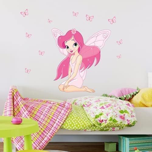 Fairy Elf Little Girl Wall Stickers Wall Nursery Baby Girl Baby Boy Children Kids Room Bedroom Sticker size 50x70 jm8257