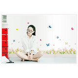 Rjjrr Pink flower butterfly wall stickers home decor DIY bedroom skirting board walls decal mural size 50x70 xls7021