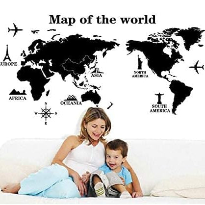 DM570182 Map of the World Living Room Bedroom Background Decorative Painted PVC Wall Sticker