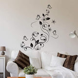 Black Flowers Vine and Beautiful Butterfly Wall Sticker Girls Bedroom Living Room Home Decorations size 50x70 ncs0024