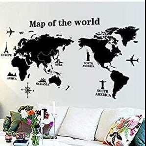 DM570182 Map of the World Living Room Bedroom Background Decorative Painted PVC Wall Sticker