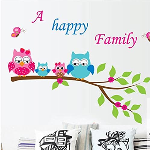 Home Decoration Kid's Room Decal Cartoon Cute Happy Owl Family Wall Sticker size 45x60 ay6013