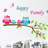 Home Decoration Kid's Room Decal Cartoon Cute Happy Owl Family Wall Sticker size 45x60 ay6013