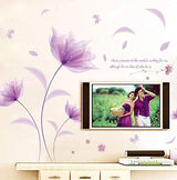 decorative wall Purple Flowers In The Wind Wall Decoration DIY Wall Sticker Muurstickers Home Decor Bedroom Background Decoration Stickers ee