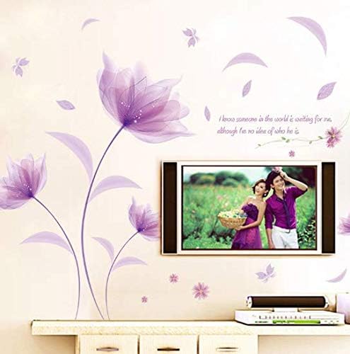 decorative wall Purple Flowers In The Wind Wall Decoration DIY Wall Sticker Muurstickers Home Decor Bedroom Background Decoration Stickers ee