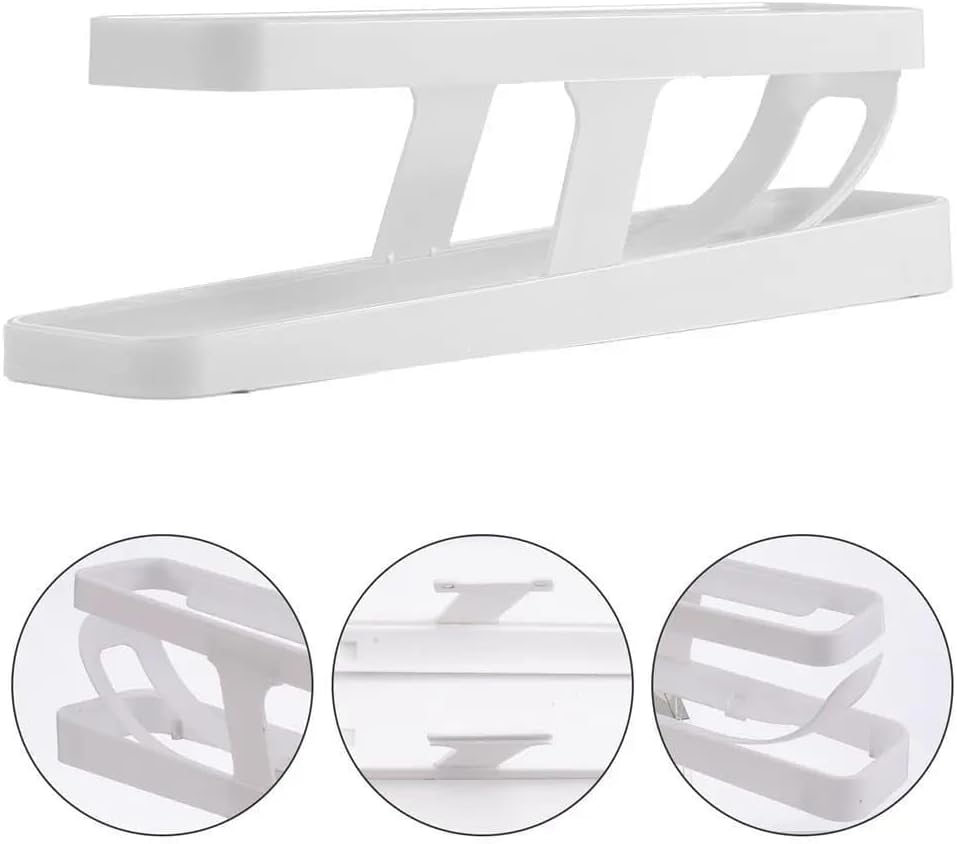 2 Tier Automatic Rolling Egg Holder for Refrigerator, Fridge Egg Dispenser Tray & Kitchen Egg Storage Rack