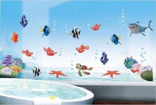 Finding Nemo Shark Fish Bathroom Mural Wall Decals Decor Kids Fun Popular Fashion for Boys Girls Living Room size 45x60 ay617